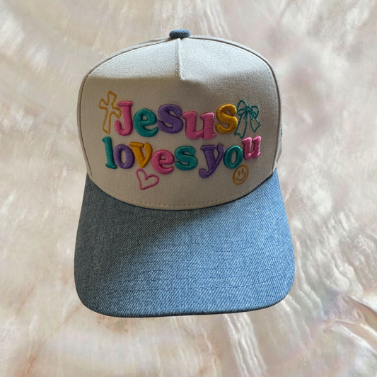 JESUS LOVES YOU JOHN 15:9 trucker hat