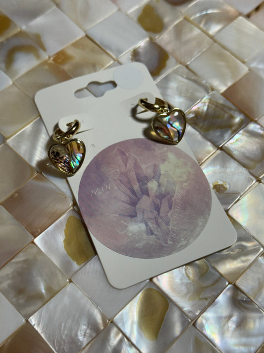 Gold Heart Abalone Huggies