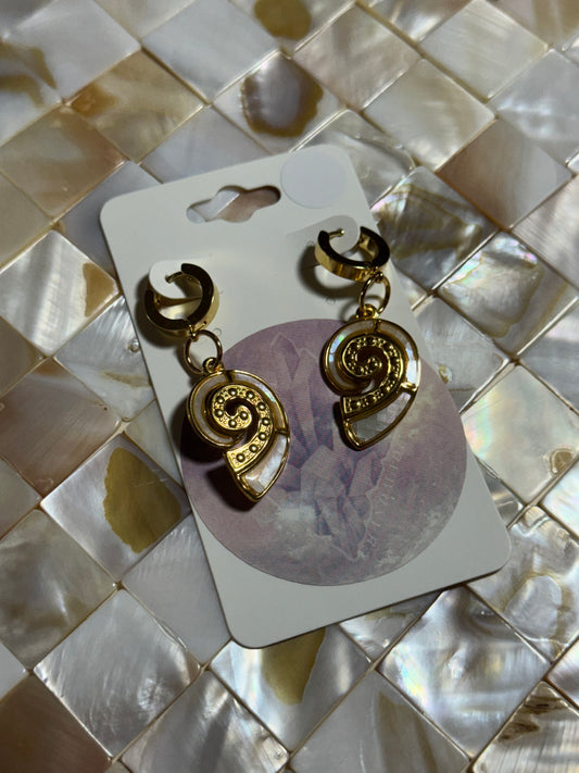 Gold Nautilus Abalone Huggies