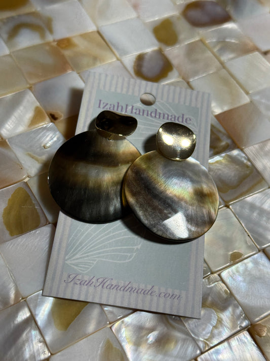 Round Abalone Statement Studs