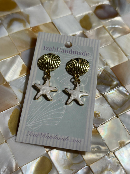 Sea Shell Star Gold Studs