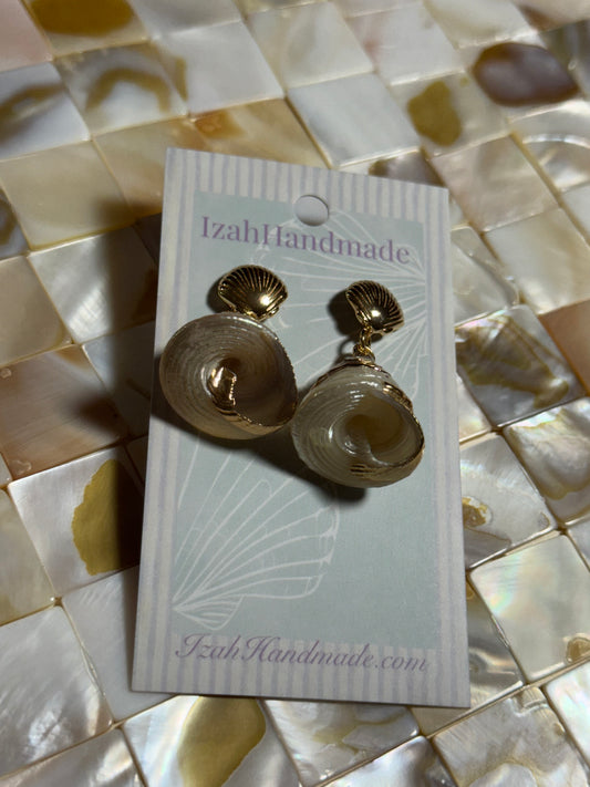 Gold Moon Snail Seashell studs