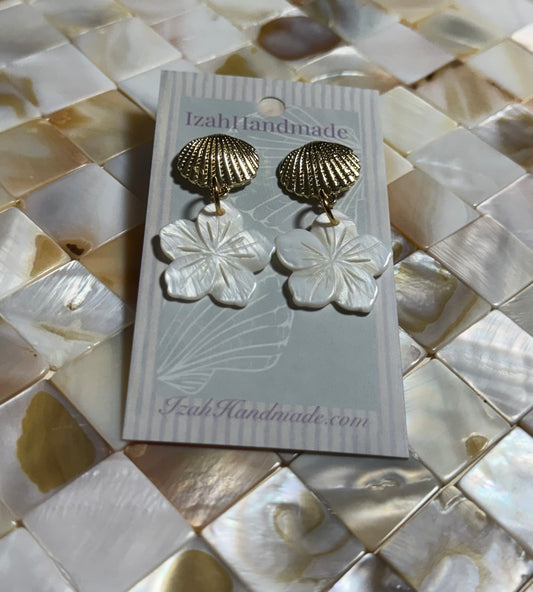 “Ta’Leea” Plumeria Flower Abalone Shell Stud