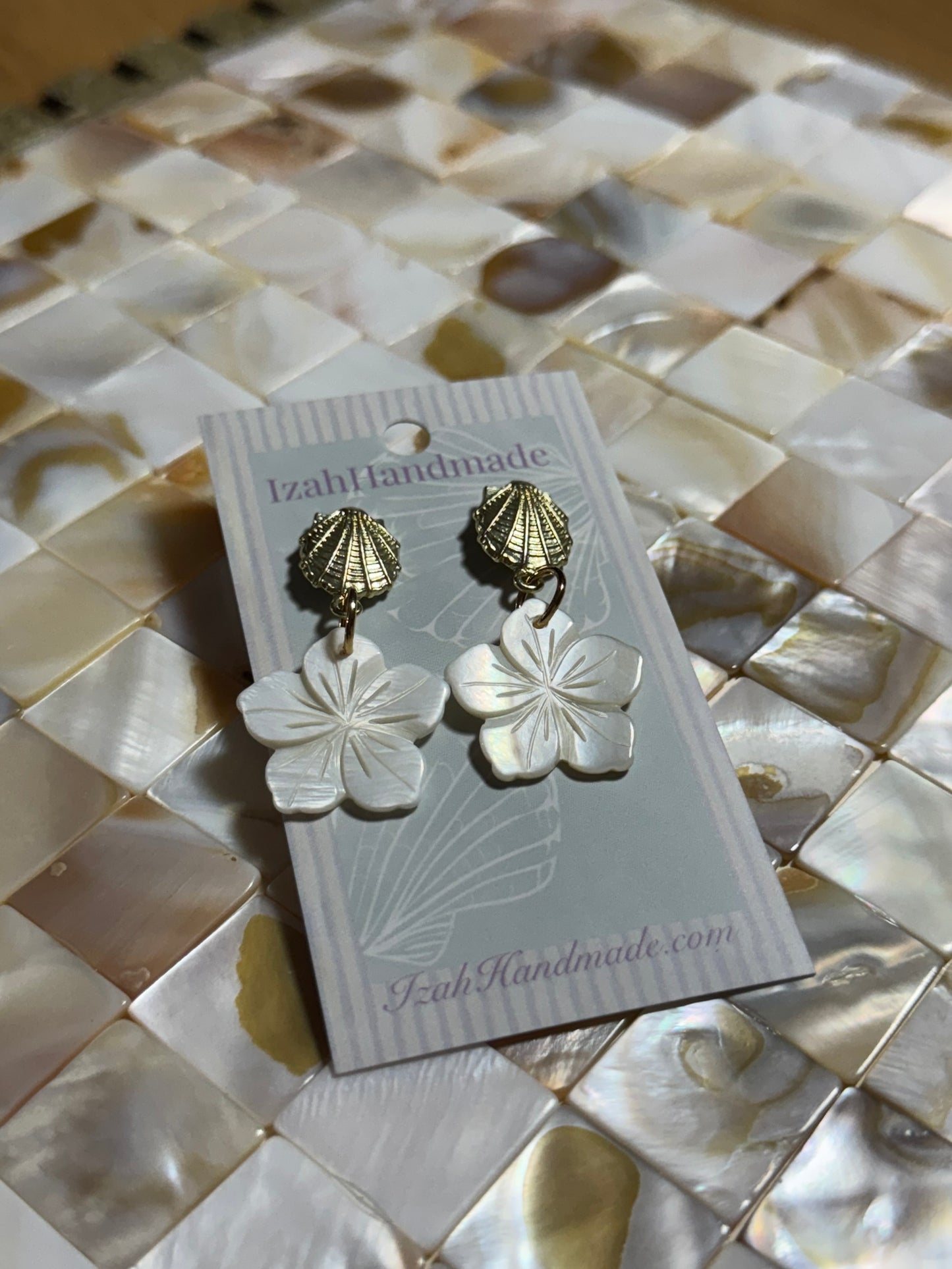 “Ta’Leea” Plumeria Flower Abalone Shell Stud