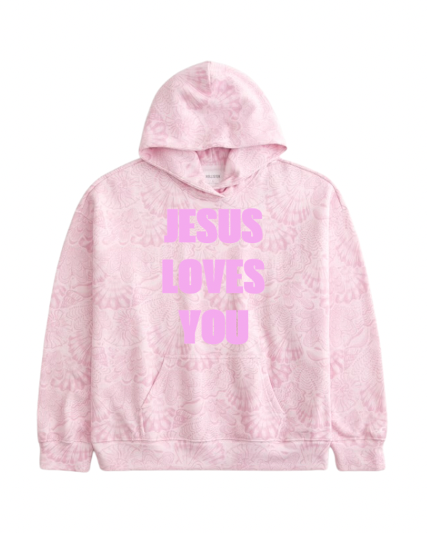 Pink Sea Shell Jesus Loves You Hollister Hoodie