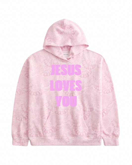 Pink Sea Shell Jesus Loves You Hollister Hoodie