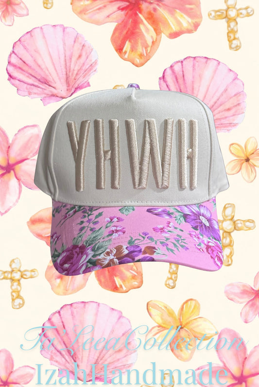 YHWH Pink Floral Trucker Hat