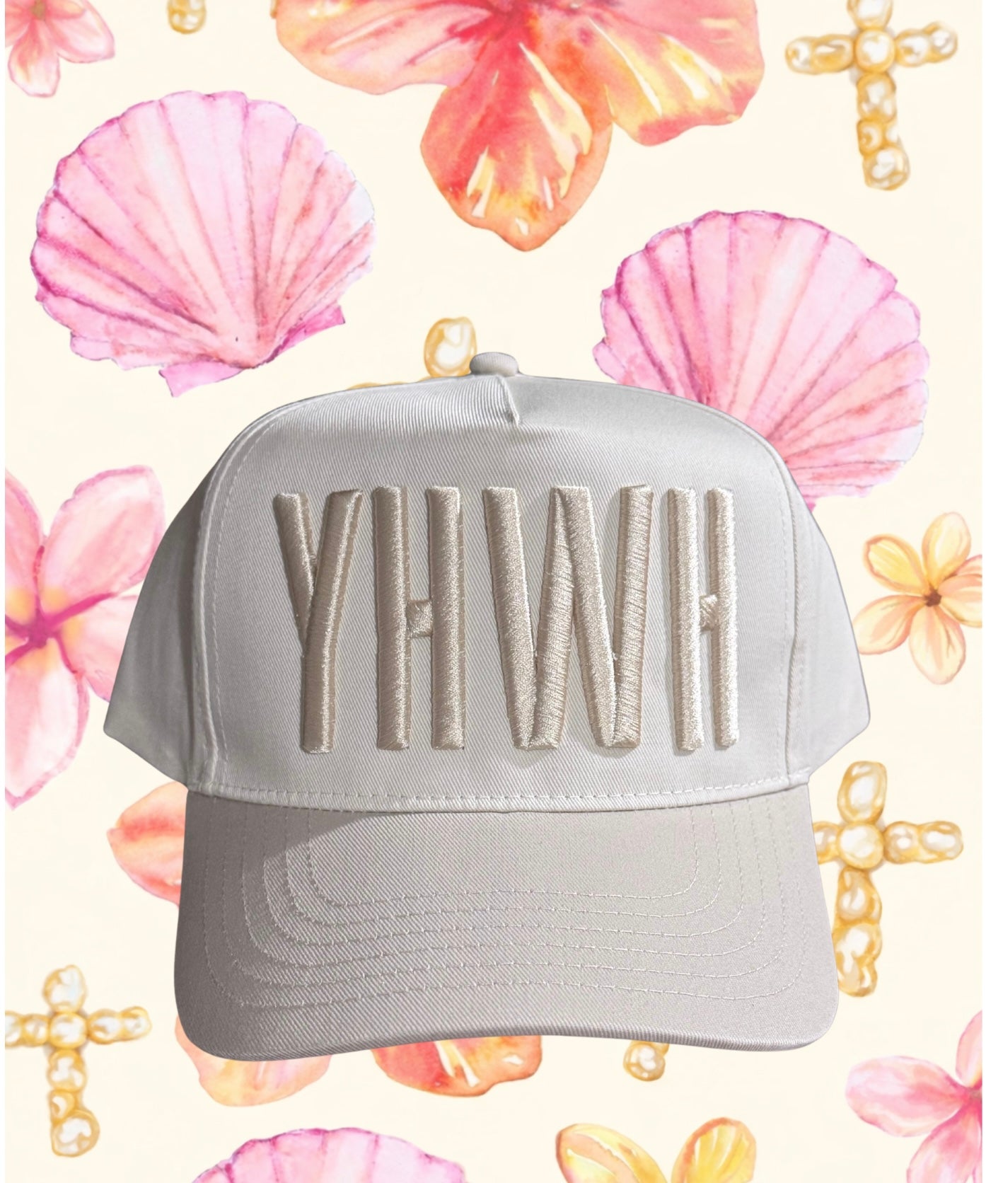 YHWH beige trucker hat