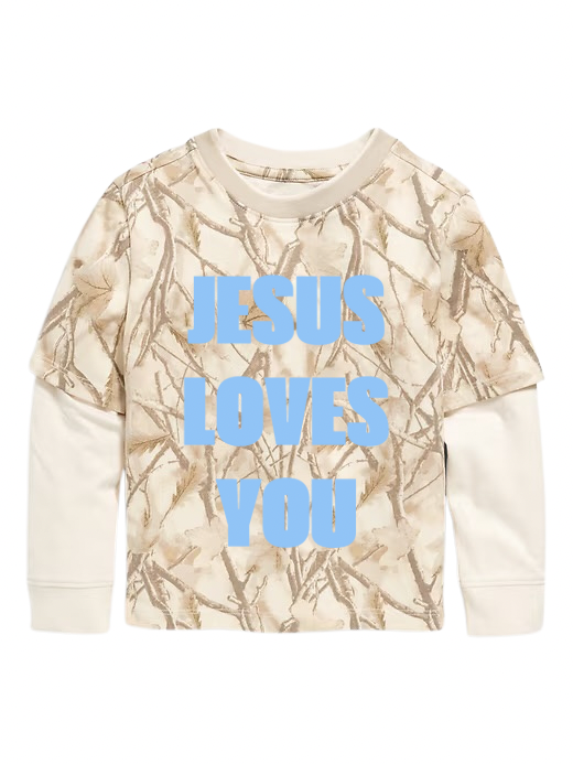 Kids Camo Jesus Loves You shirt