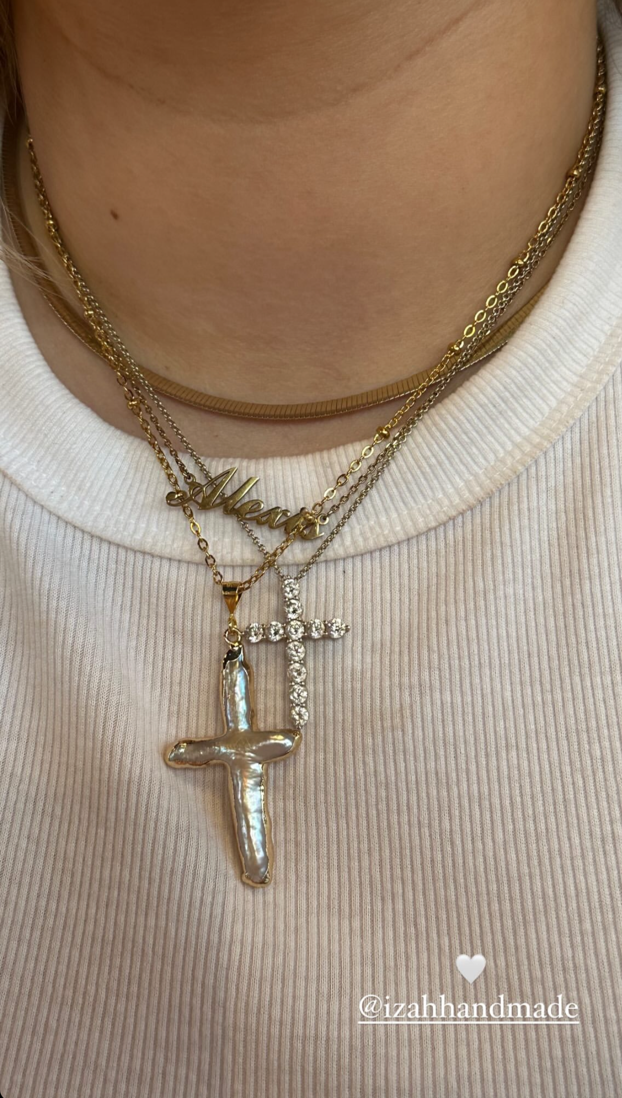 Fresh Water Pearl Cross Necklace