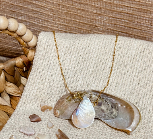 White Abalone Curved Shell Necklace