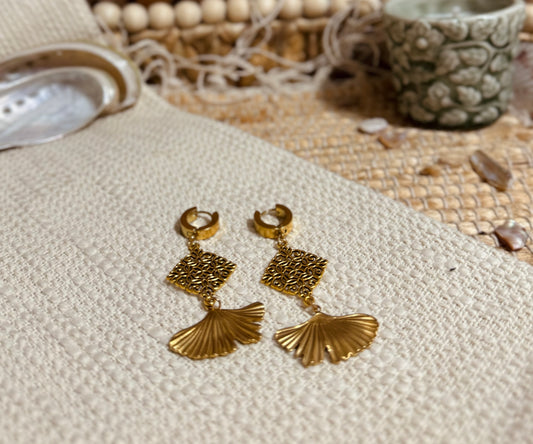 Gold dangle mermaid fin Huggies