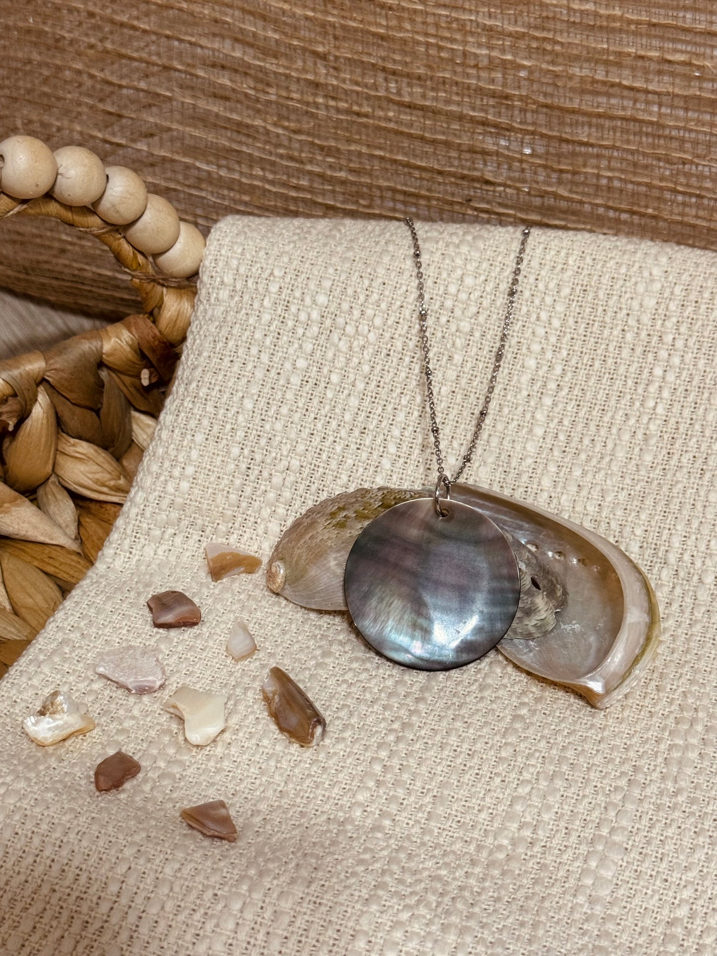 Large Round Abalone Necklace