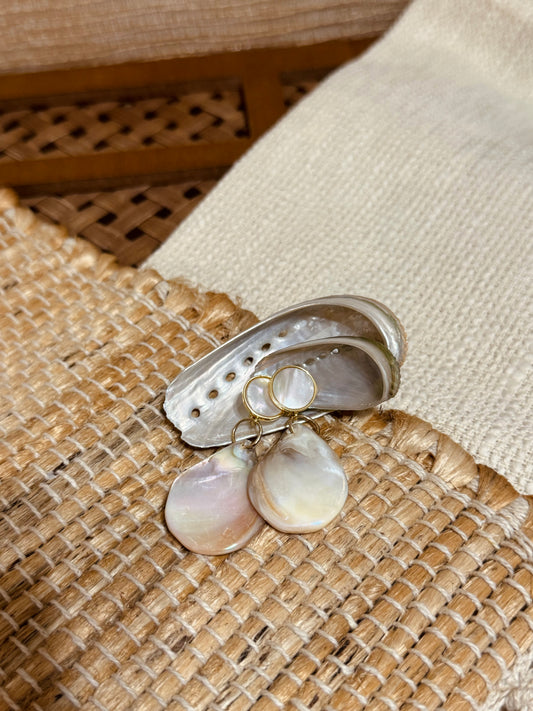 White abalone double dangle earrings