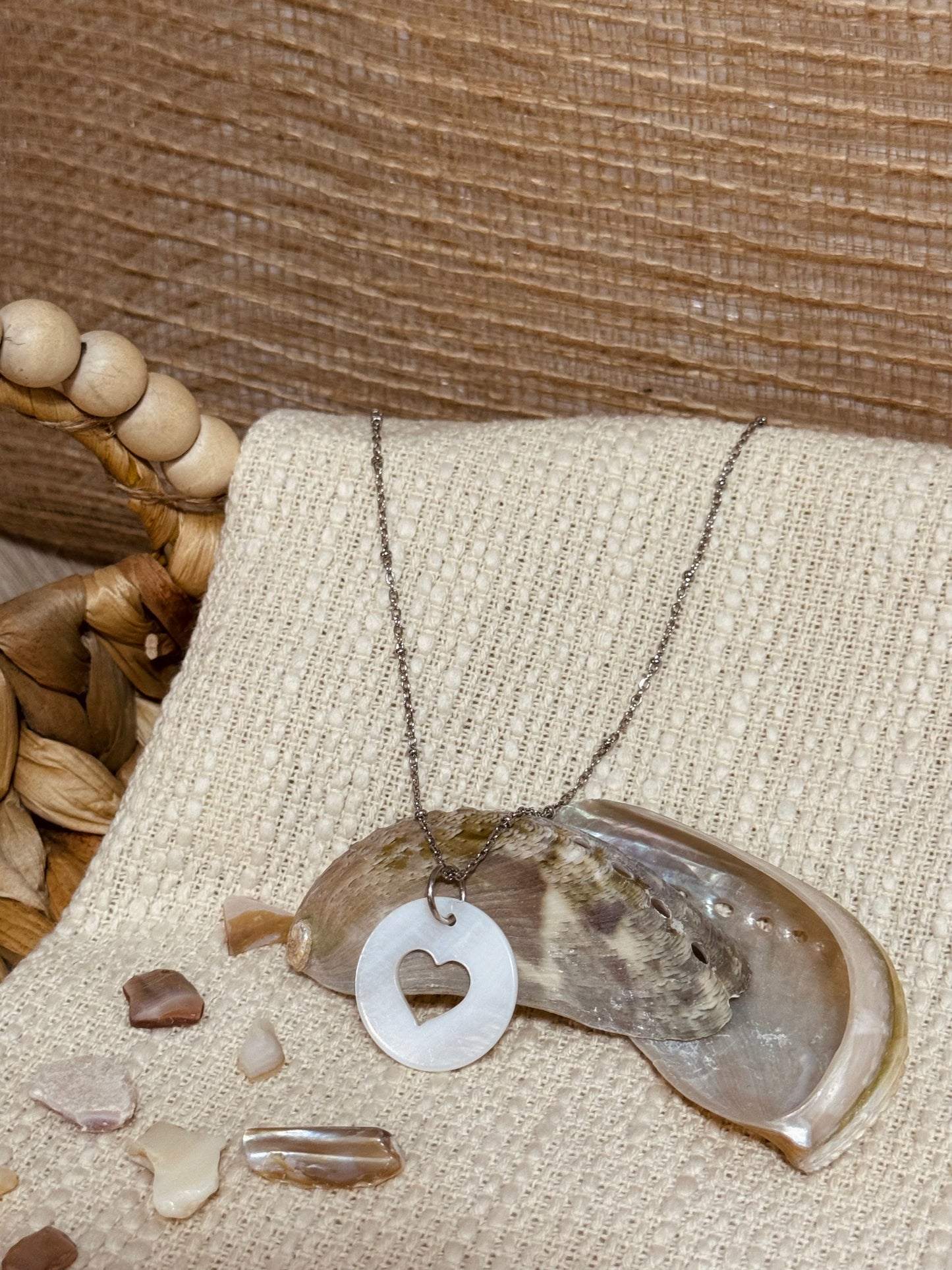 White heart abalone necklace